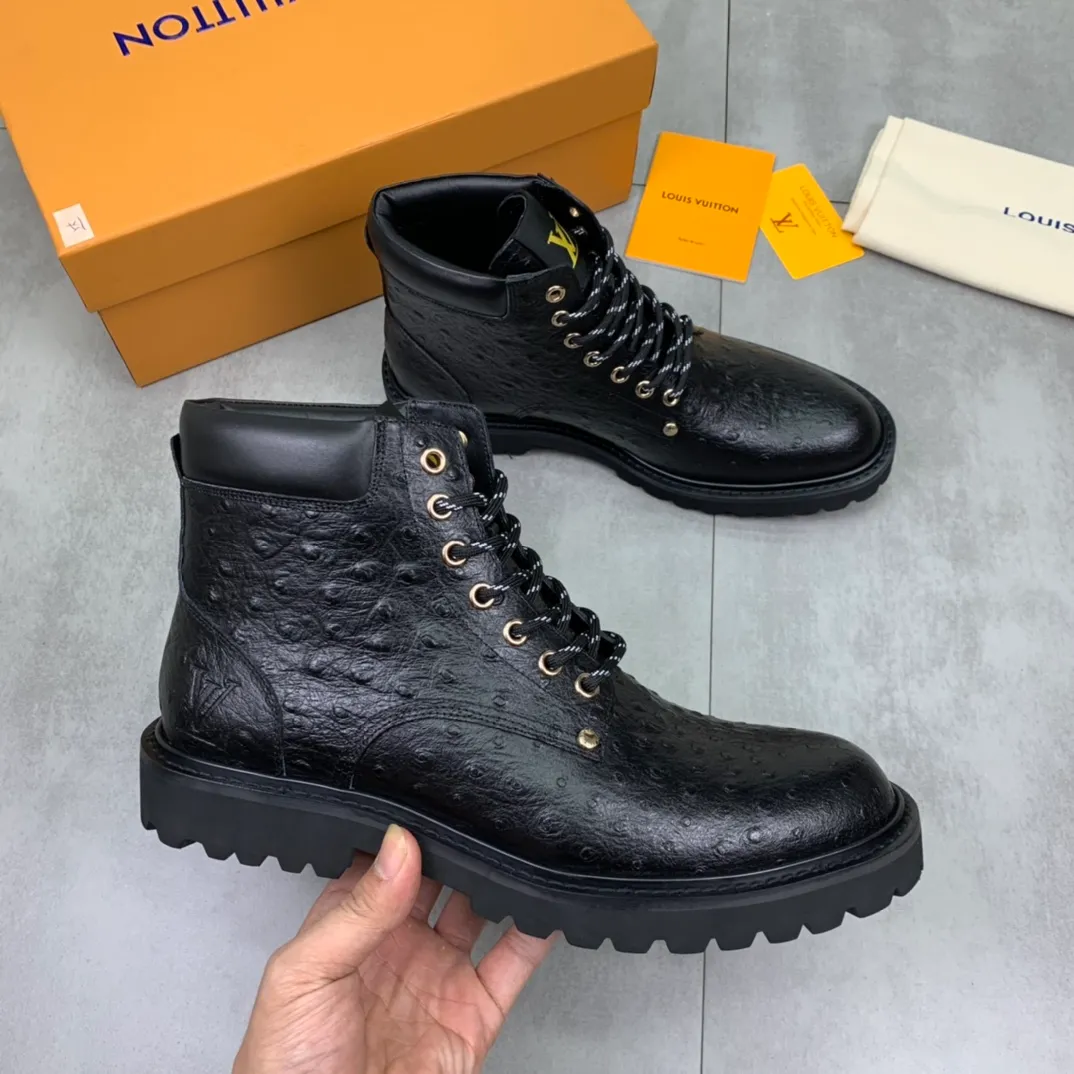 Men's men's shoes 💰P620💰【New】🆘Water-dyed cow lining LV Louis Vuitton business high-top leather shoes, made of original imported Italian 🇮🇹 calfskin, full cowhide lining, carefully handmade by professional shoemakers, the original version is specially designed for wear-resistant outsole. Standard code 38-44 3⃣️color🉑️choice